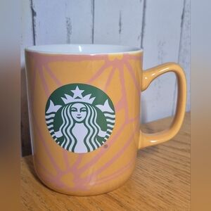 Starbucks Yellow and Pink Ceramic Mug